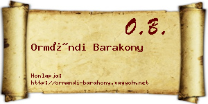 Ormándi Barakony névjegykártya